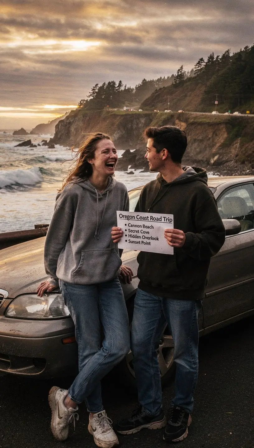 Красивая панорама вдоль прибрежной дороги с морским горизонтом.