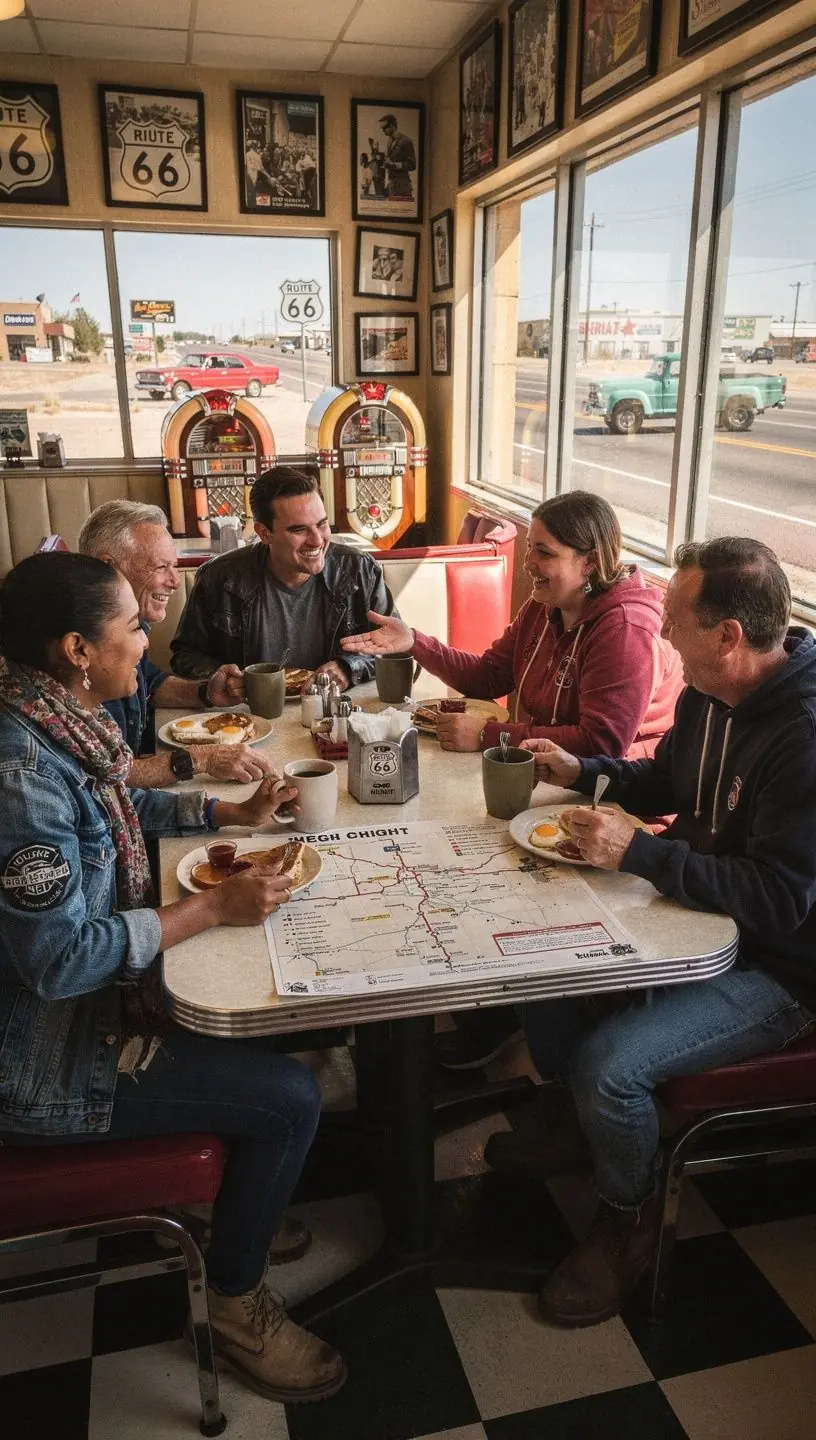Живописный маршрут с горными пейзажами и зелеными холмами.